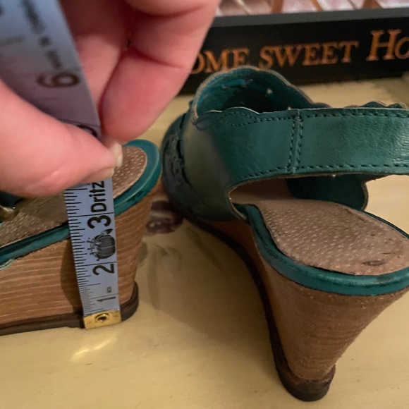 Seychelles Women’s Aqua Teal Open Toe Wedge Sandals Women Leather Sz 7 - Picture 9 of 9